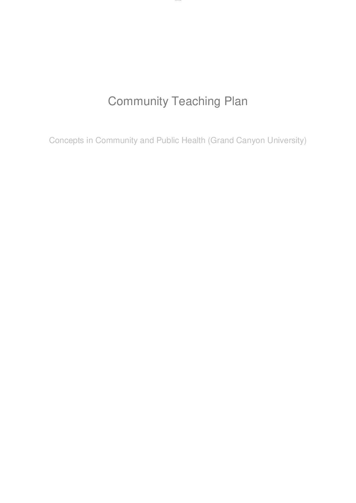 Preview image of NRS 427V Week 5 Assignment Community Teaching Plan Teaching Experience Paper document